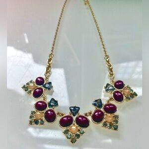 Elegant Vintage THE LIMITED Gold Tone AB Rhinestone Statement Necklace